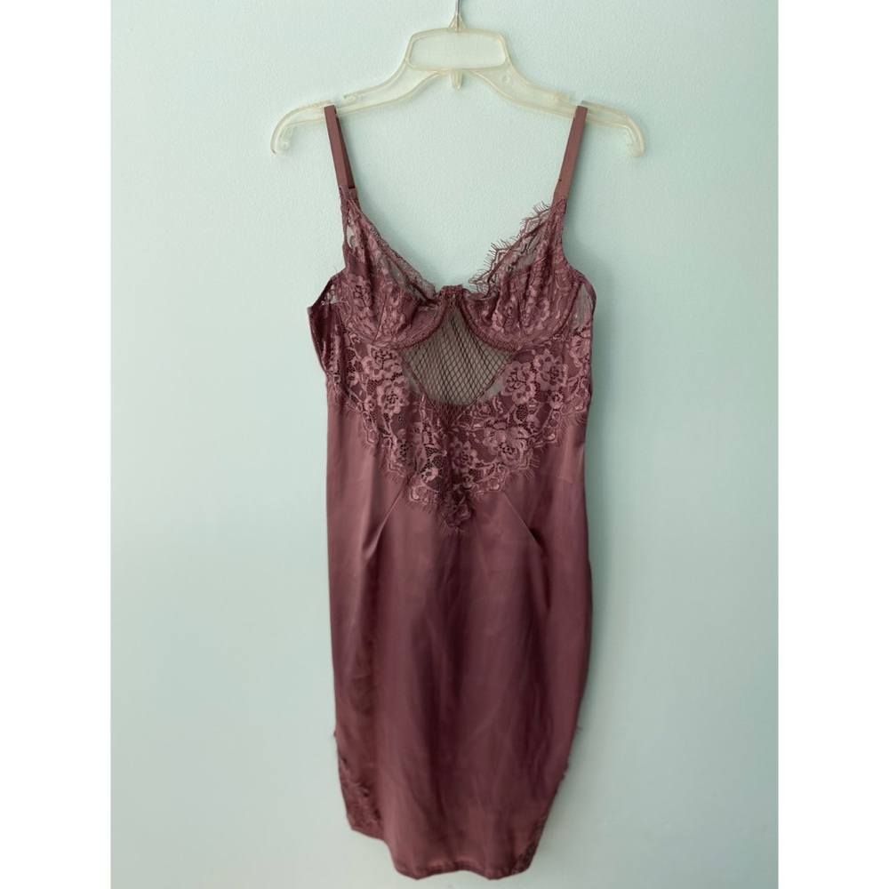 Lavender lace and satin dress